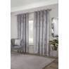 Geo Silver Interlined Readymade Eyelet Curtains