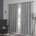 Charleston Silver Interlined Readymade Eyelet Curtains