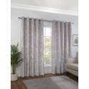 Geo Palm Silver Interlined Readymade Eyelet Curtains