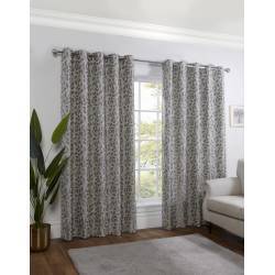 Crinkle Leaves Interlined Readymade Eyelet Curtains