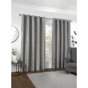 Geo Linear Triangle Silver Interlined Readymade Eyelet Curtains