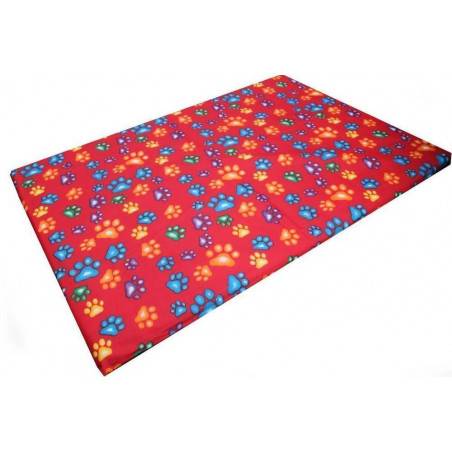 Cushioned Flat Red Paws Dog Bed