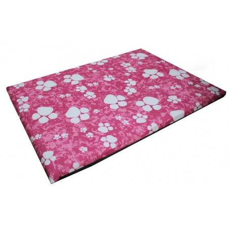 Cushioned Flat Pink Paws Dog Bed