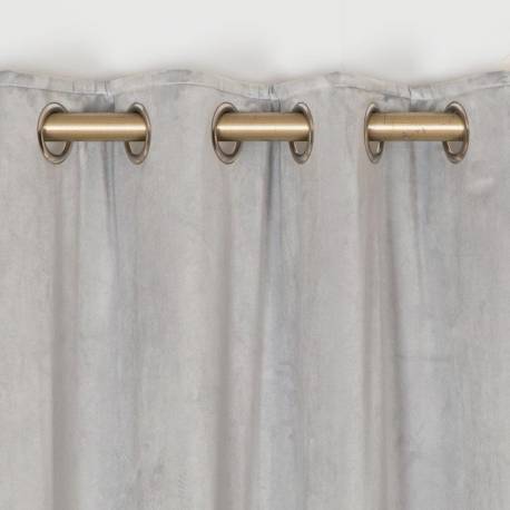 Elegance Velvet Grey Blue Eyelet Curtains