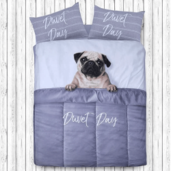 Pug Duvet Day Reversible Quilt Cover Bedding Set & Pillowcases (Kingsize)