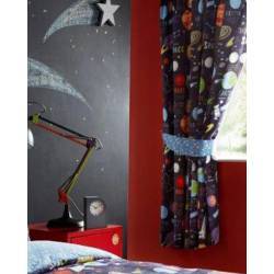 Space Navy Cotton Mix Curtains