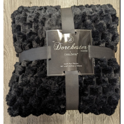 Dorchester Lush Deluxe Faux Fur Throw - Black