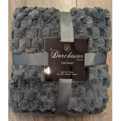 Dorchester Lush Deluxe Faux Fur Throw - Charcoal