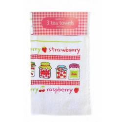 3 Pack Velour Strawberry Raspberry Tea Towels