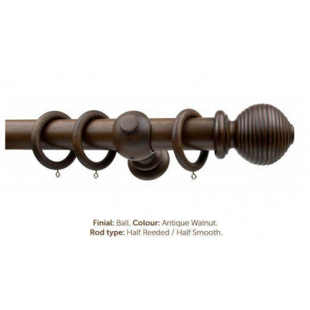 Milan 63mm Antique Collection Antique Walnut with Smooth/Reeded Finish Ball End