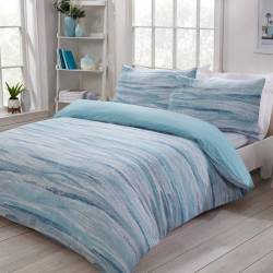 Sleepdown Nordic Sea Blue Bed Reversable Quilt Duvet Cover Set Easy Care Anti-Allergic Soft & Smooth with Pillow Cases