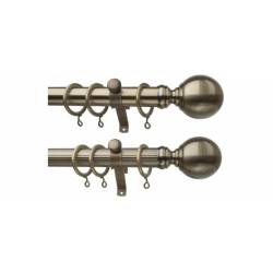 Eclipse 35mm Antique Brass Ball End Smooth Reeded Pole Set