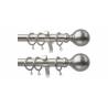 Eclipse 35mm Brushed Steel Ball End Smooth Reeded Pole Set