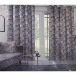 Remi Velvet Silver Interlined Readymade Eyelet Curtains