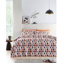 Eclipse Print Geo Abstract Terracotta Soft Easy Care Bed Linen Bedding Duvet Cover Quilt Set With Pillow Cases