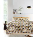 Eclipse Print Geo Abstract Ochre Soft Easy Care Bed Linen Bedding Duvet Cover Quilt Set With Pillow Cases