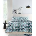 Eclipse Print Geo Abstract Teal Soft Easy Care Bed Linen Bedding Duvet Cover Quilt Set With Pillow Cases