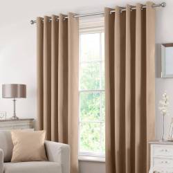 Blackout Curtains with Metal Eyelets - Beige