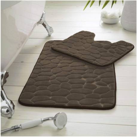 Pebble Memory 2 Piece Non Slip Bath Mat - NATURAL