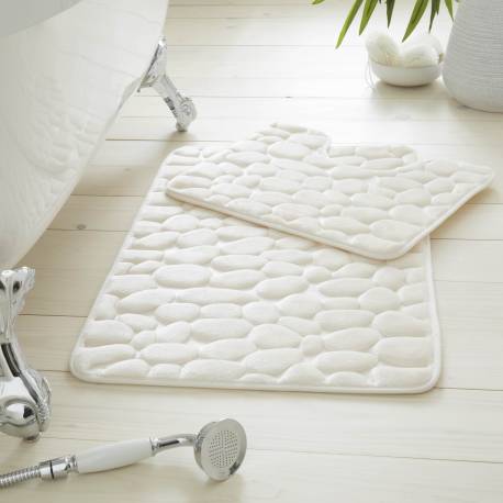 Pebble Memory 2 Piece Non Slip Bath Mat - CREAM