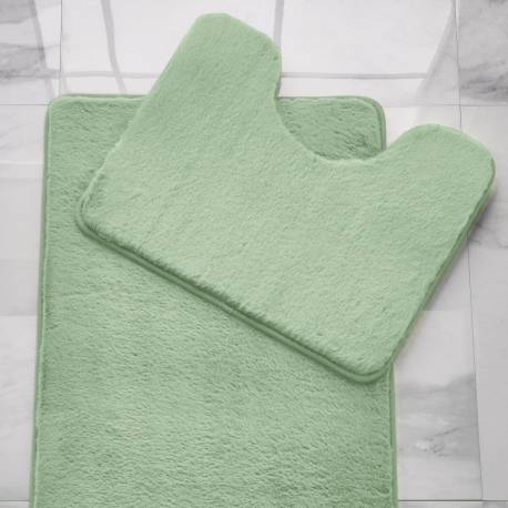 Faux Fur Bath Mat Set  - TEAL