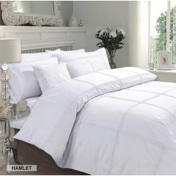 Luxury Hamlet Duvet Set Premium Line Motif Pintuck Quilt Cover - White