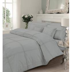 Luxury Hamlet Duvet Set Premium Line Motif Pintuck Quilt Cover - Silver