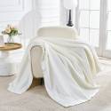 Classic Satin Elegance Fleece Throw - Cream