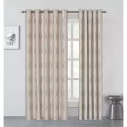 Clarion Beige Eyelet Curtains