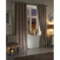 Emma Barclay Moda Katie Wave Eyelet Lined Curtains - Taupe