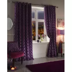 Emma Barclay Moda Katie Wave Eyelet Lined Curtains - Heather