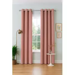 Ribbed Chenille Eyelet Curtains 90x90" Pink