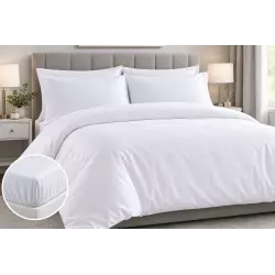 Microfibre Complete Set White, Duvet Cover, Fitted Sheet, Pillowcases