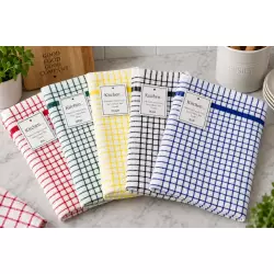 Premium Heavyweight Terry Check Tea Towels - Assorted Colors