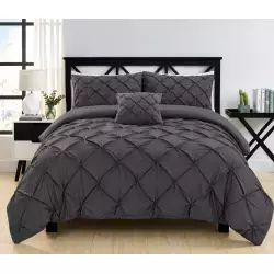 Pintuck Complete Bedding Set Charcoal