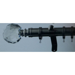 Dynasty Complete Crystal Finial 42mm Brushed Steel