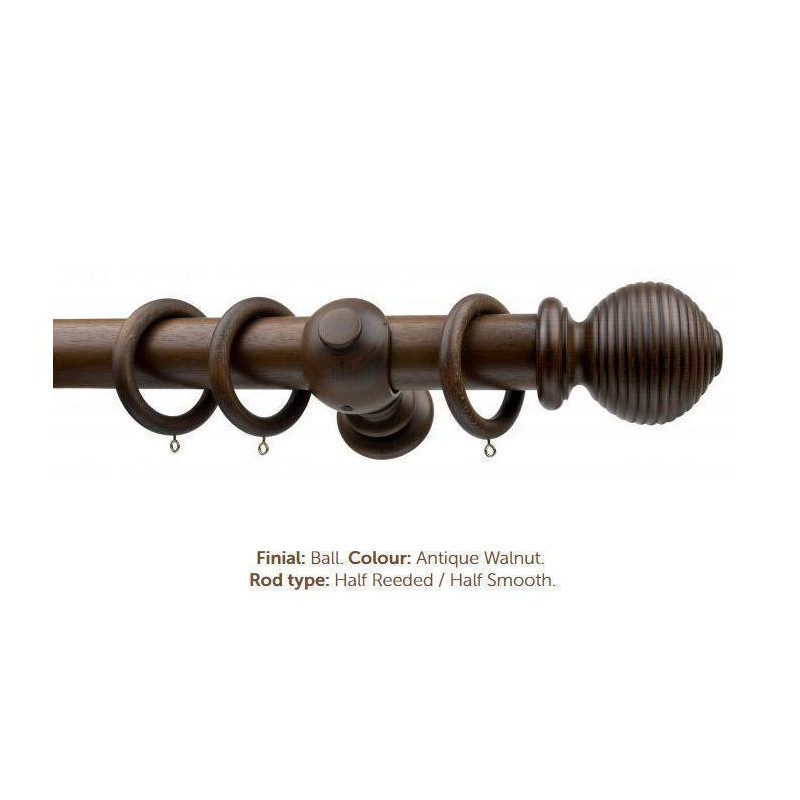 Milan 50mm Antique Collection Antique Walnut with Smooth/Reeded Finish Ball End