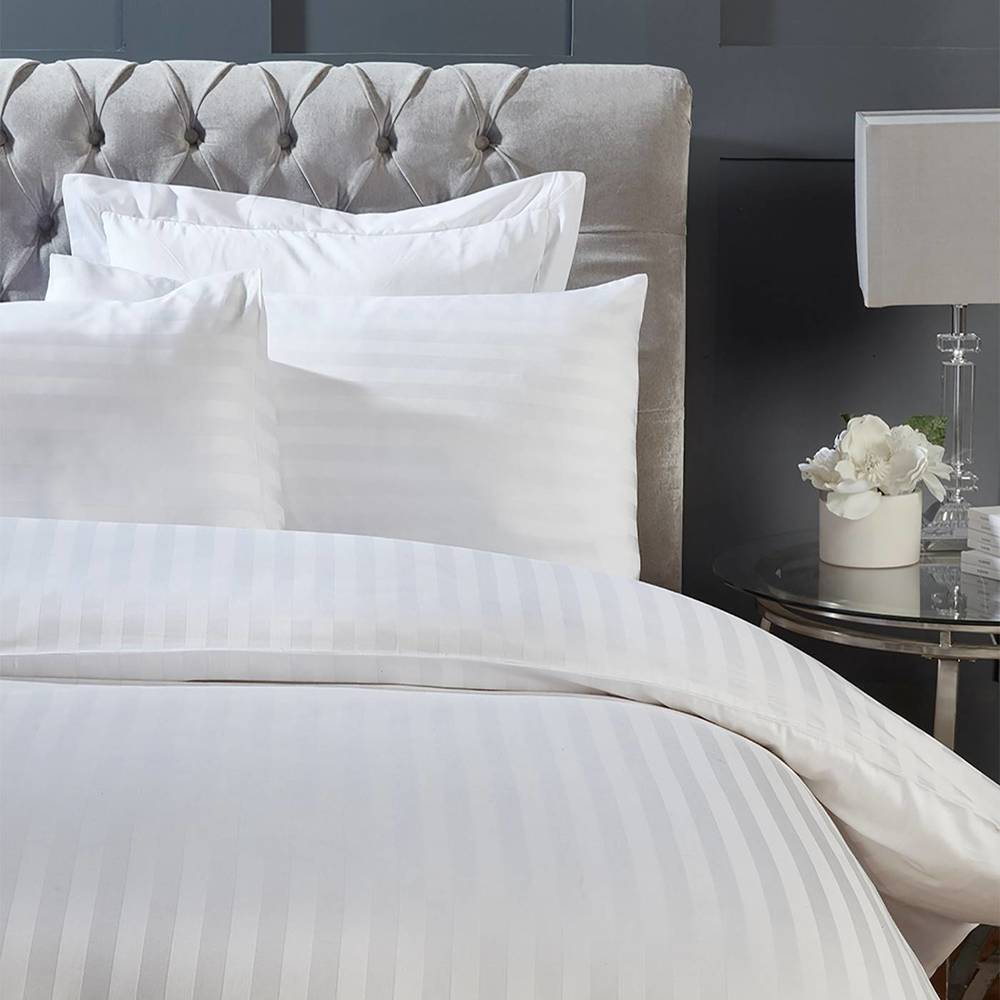 300 Thread Count Sateen Stripe Duvet Cover And Pillowcase Set