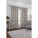 Palm Leaves Silver Interlined Readymade Curtains