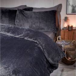 Supersoft Waffle Fleece Duvet with Two Pillowcases CHARCOAL