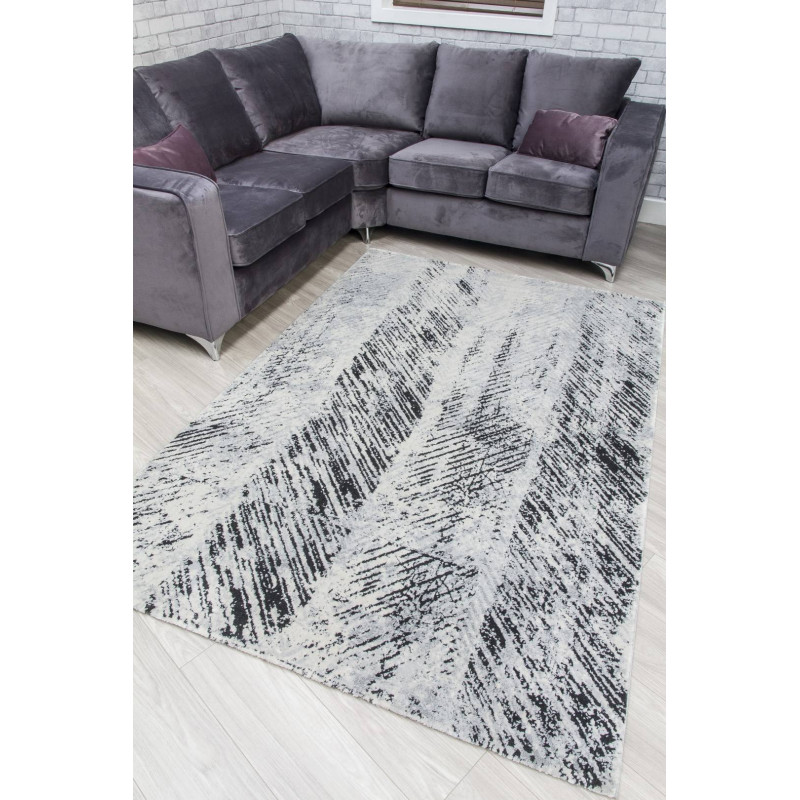 Rococo Feathered Grey Black Abstract