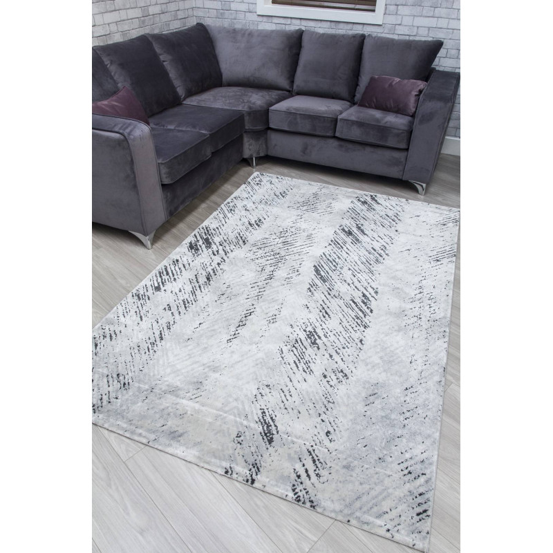 Rococo Feathered Grey Black Abstract