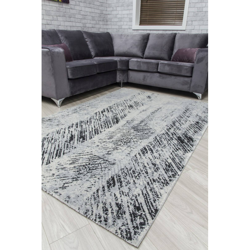 Rococo Feathered Grey Black Abstract