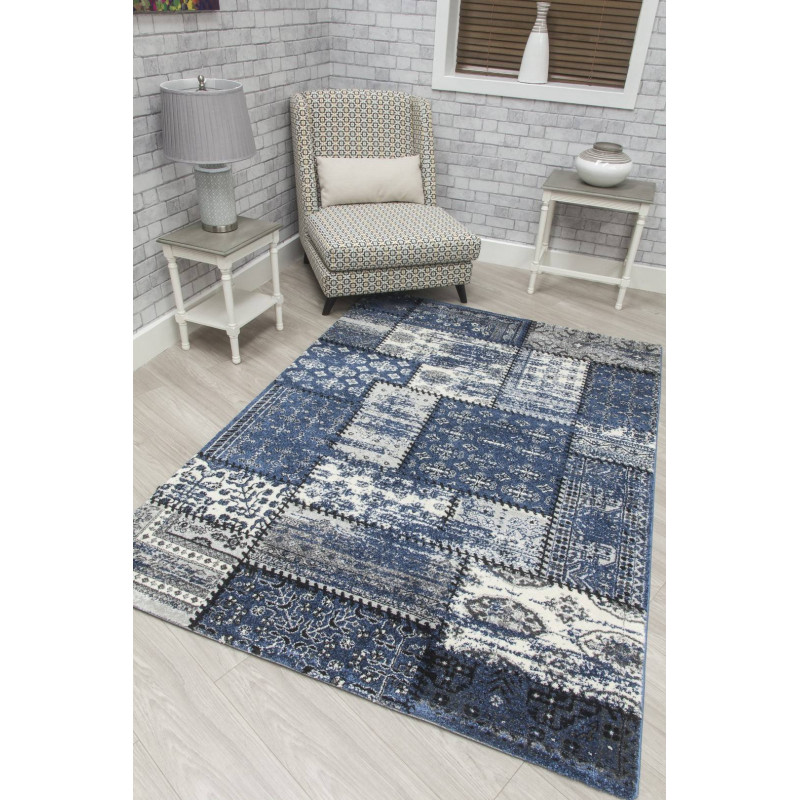 Antika Grey Navy Patchwork