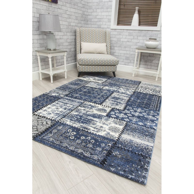 Antika Grey Navy Patchwork