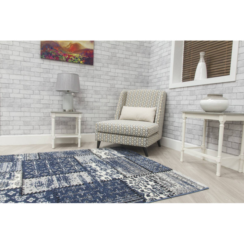 Antika Grey Navy Patchwork