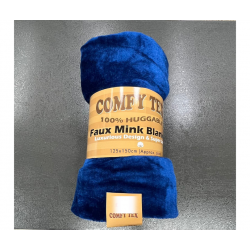 Luxury Mink Fur Throw - Royal Blue