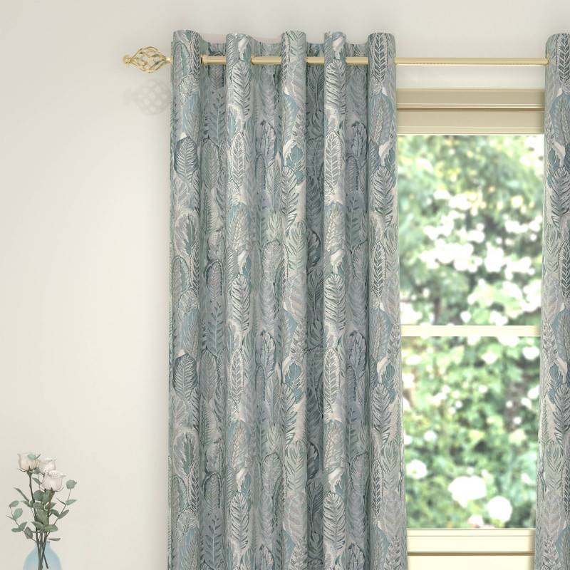 Fern Ice Plush Eyelet Curtains