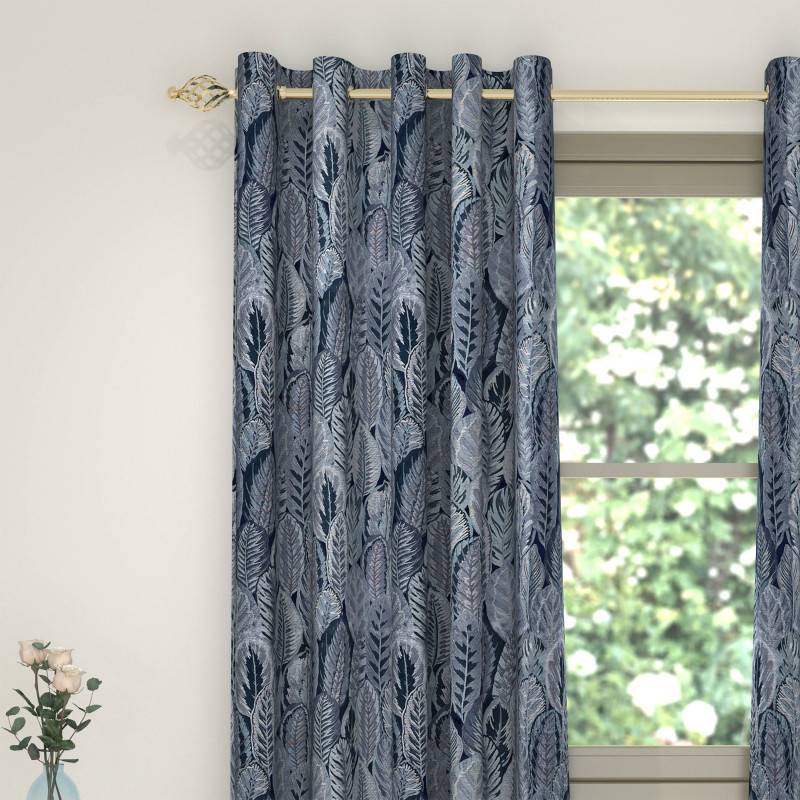 Fern Navy Eyelet Curtains