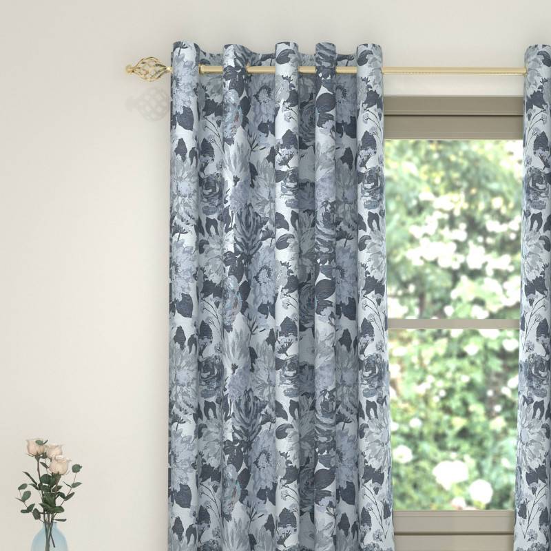 Naples Blue Eyelet Curtains